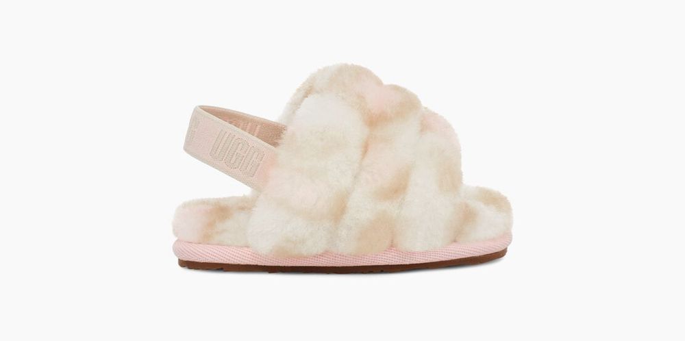 Ugg Fluff Yeah Her Print - Kids Slides - White - NZ (3109YDXOW)